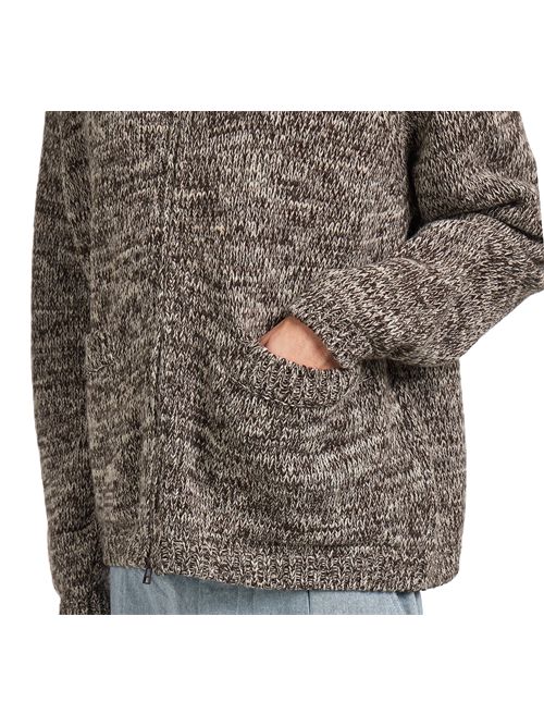 Lambswool Zip Cardigan Universal Works. | 35471ECRU/BROWN